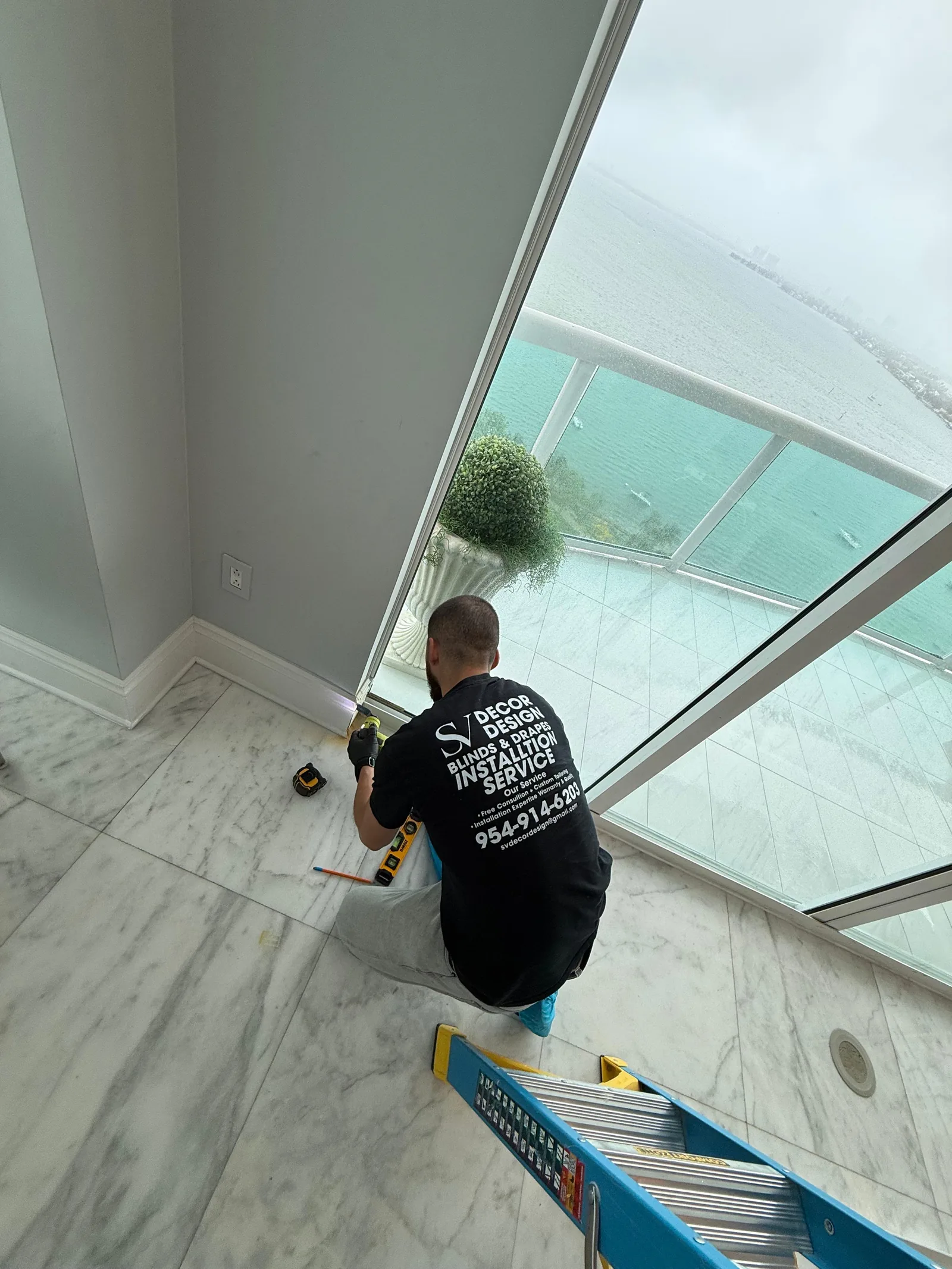 Window treatments installed on a contractor project