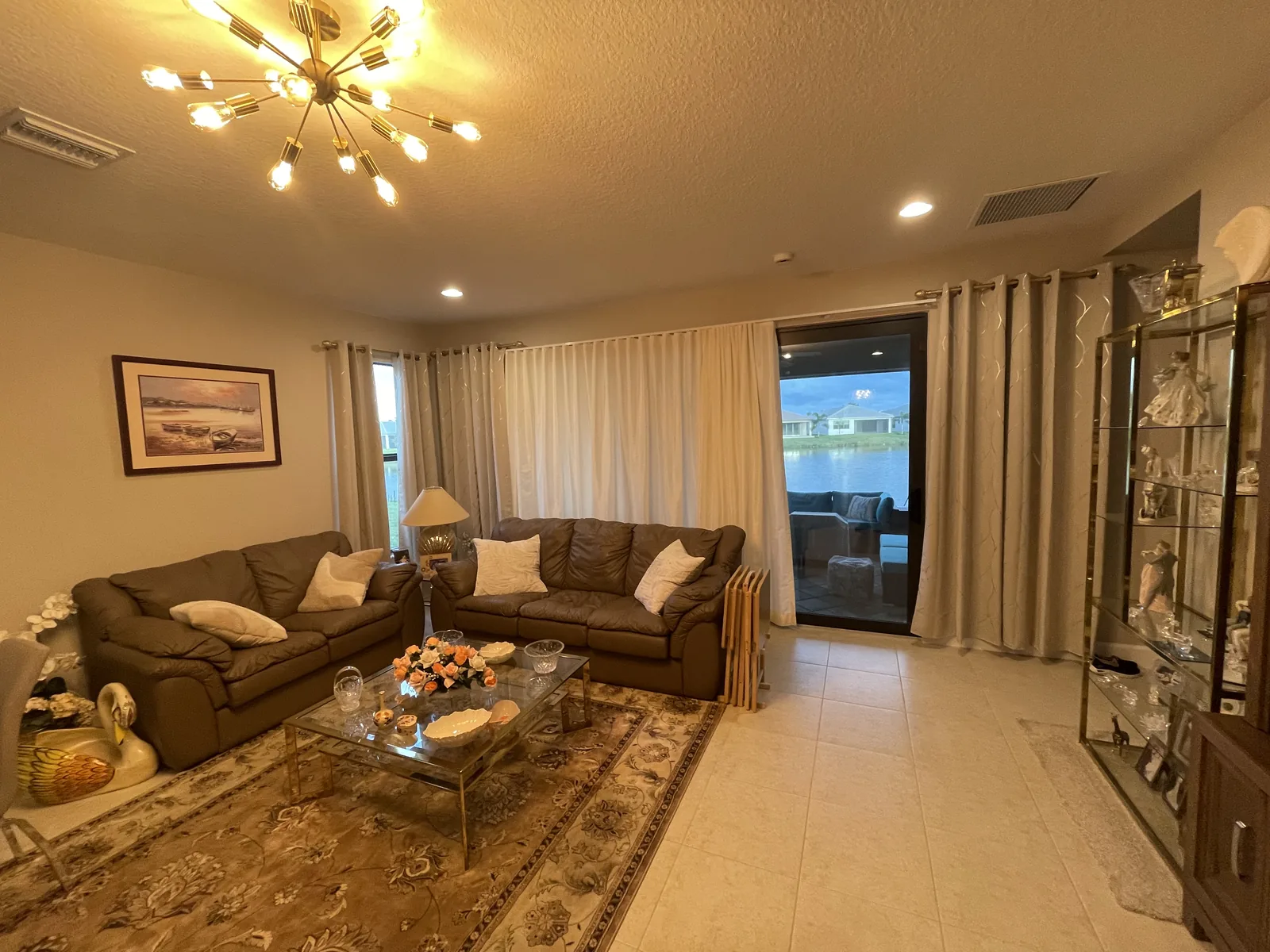 Drapery beside a slider in a living room